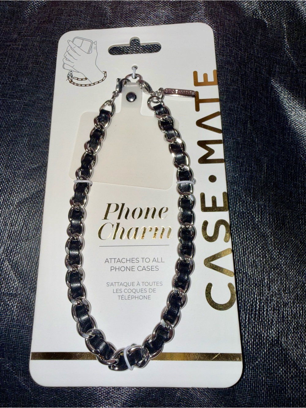 NWT CASE•MATE Black Chain Phone Charm Wrist Strap